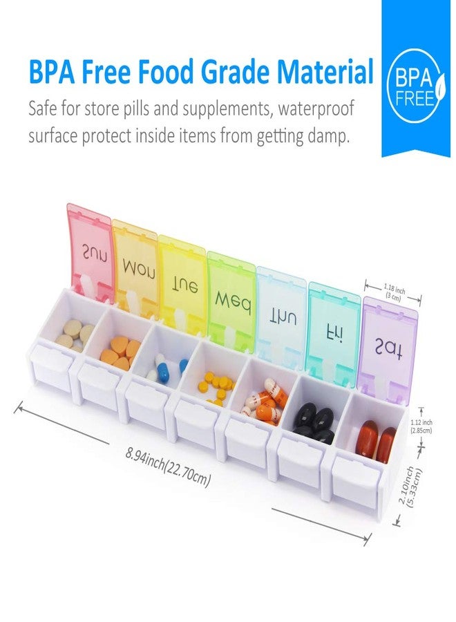 GOGOODA 2 Pack Weekly Pill Organizer Arthritis Friendly, Travel 7 Day Pill Holder Vitamin Container Organizer with Popup Open Design and Ample Space to Hold Vitamins, Fish Oil and Medication - Image 4